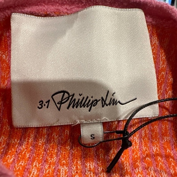3.1 PHILLIP LIM Sweetheart Ribbed Knit Top Bubblegum Size Small - Picture 12 of 13